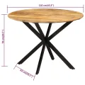 Table à dîner Ø110x78 cm Bois de manguier massif et acier
