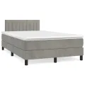 cadre de lit et matelas Gris clair 120x200cm Velours
