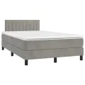 cadre de lit et matelas Gris clair 120x200cm Velours