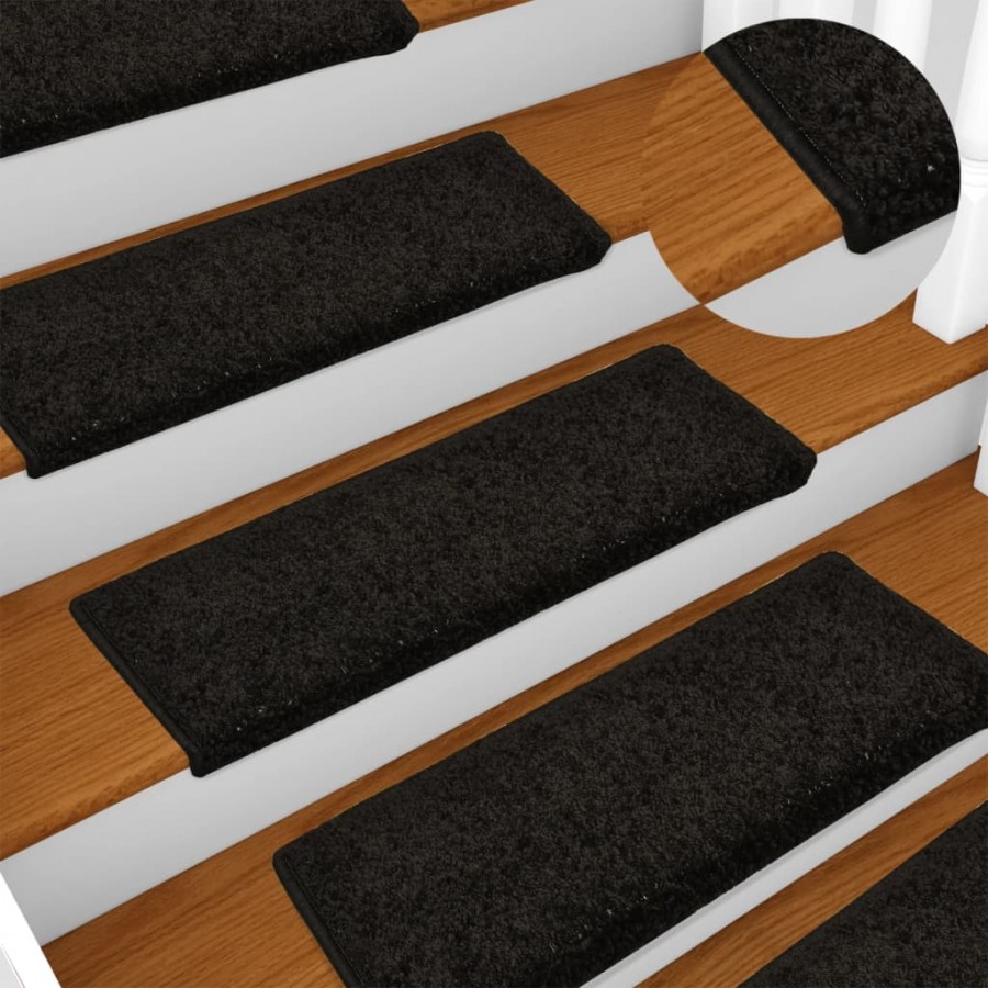 Tapis d'escalier 10 pcs 65x21x4 cm Noir