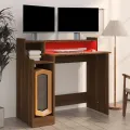 Bureau et lumières LED Chêne brun 97x45x90 cm Bois d'ingénierie