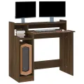 Bureau et lumières LED Chêne brun 97x45x90 cm Bois d'ingénierie