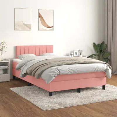 cadre de lit avec matelas Rose 120x200 cm Velours