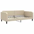 Lit de jour avec matelas crème 100x200 cm tissu