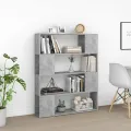 Bibliothèque/Séparateur de pièce Gris béton 100x24x124 cm