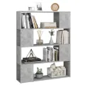 Bibliothèque/Séparateur de pièce Gris béton 100x24x124 cm