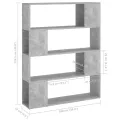 Bibliothèque/Séparateur de pièce Gris béton 100x24x124 cm