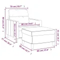 Fauteuil avec repose-pied Gris clair 60 cm Tissu