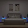 Tables de chevet avec lumières LED 2 pcs blanc 35x39x55 cm
