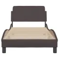Cadre de lit avec tête de lit Marron foncé 90x200 cm Tissu