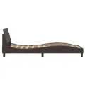 Cadre de lit avec tête de lit Marron foncé 90x200 cm Tissu