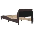 Cadre de lit avec tête de lit Marron foncé 90x200 cm Tissu