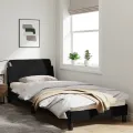 Cadre de lit avec tête de lit Noir 80x200 cm Tissu