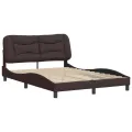 Cadre de lit avec tête de lit Marron foncé 140x200 cm Tissu