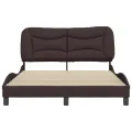 Cadre de lit avec tête de lit Marron foncé 140x200 cm Tissu