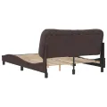 Cadre de lit avec tête de lit Marron foncé 140x200 cm Tissu