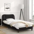 Cadre de lit avec tête de lit Noir 80x200 cm Similicuir