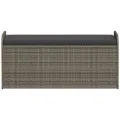 Banc de rangement avec coussin gris 115x51x52 cm résine tressée