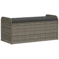 Banc de rangement avec coussin gris 115x51x52 cm résine tressée