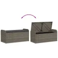 Banc de rangement avec coussin gris 115x51x52 cm résine tressée