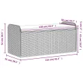 Banc de rangement avec coussin gris 115x51x52 cm résine tressée