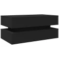 Table basse avec lumières LED noir 90x50x40 cm