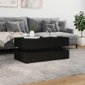 Table basse avec lumières LED noir 90x50x40 cm
