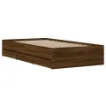 Cadre de lit à tiroirs chêne marron 90x190 cm bois d'ingénierie