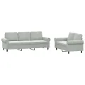 Ensemble de canapés 2 pcs avec coussins Gris clair Velours