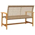 Banc de jardin beige 112 cm résine tressée et bois d'acacia