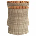 Tables d'appoint de jardin 2pcs dessus en bois beige poly rotin