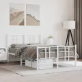 Cadre de lit métal avec tête de lit/pied de lit blanc 120x200cm