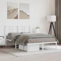Cadre de lit métal avec tête de lit blanc 120x190 cm