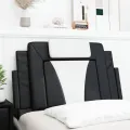 Coussin de tête de lit noir et blanc 80 cm similicuir