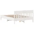 Cadre de lit avec tête de lit blanc 135x190 cm bois pin massif