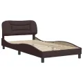 Cadre de lit avec tête de lit Marron foncé 100x200 cm Tissu