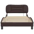 Cadre de lit avec tête de lit Marron foncé 100x200 cm Tissu