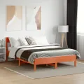 Cadre de lit avec tête de lit cire marron 140x190cm bois de pin