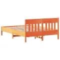 Cadre de lit avec tête de lit cire marron 140x190cm bois de pin