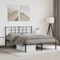 Cadre de lit métal avec tête de lit noir 140x200 cm