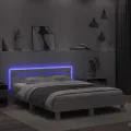 Cadre de lit avec tête de lit et LED blanc 140x190 cm