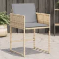 Chaises de jardin avec coussins lot de 4 mélange beige