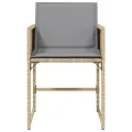 Chaises de jardin avec coussins lot de 4 mélange beige