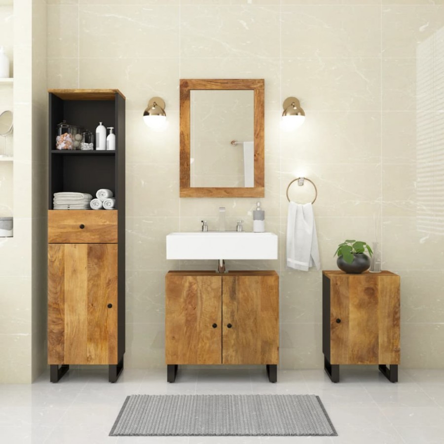 Ensemble de meubles de salle de bain 4 pcs bois manguier massif