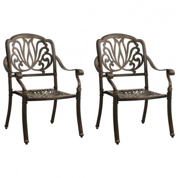 Chaises de jardin 2 pcs Aluminium coulé Bronze