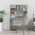 Bureau avec étagères Gris béton 102x45x148 cm Bois d'ingénierie