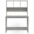 Bureau avec étagères Gris béton 102x45x148 cm Bois d'ingénierie