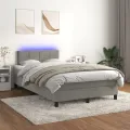 cadre de lit avec matelas LED Gris clair 120x200 cm