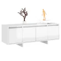 Meuble TV Blanc brillant 120x30x40,5 cm Aggloméré