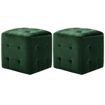2 pcs Poufs Vert 30 x 30 x 30 cm Tissu velours